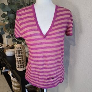 Burberry London Women's Striped T Shirt Made In Italy M